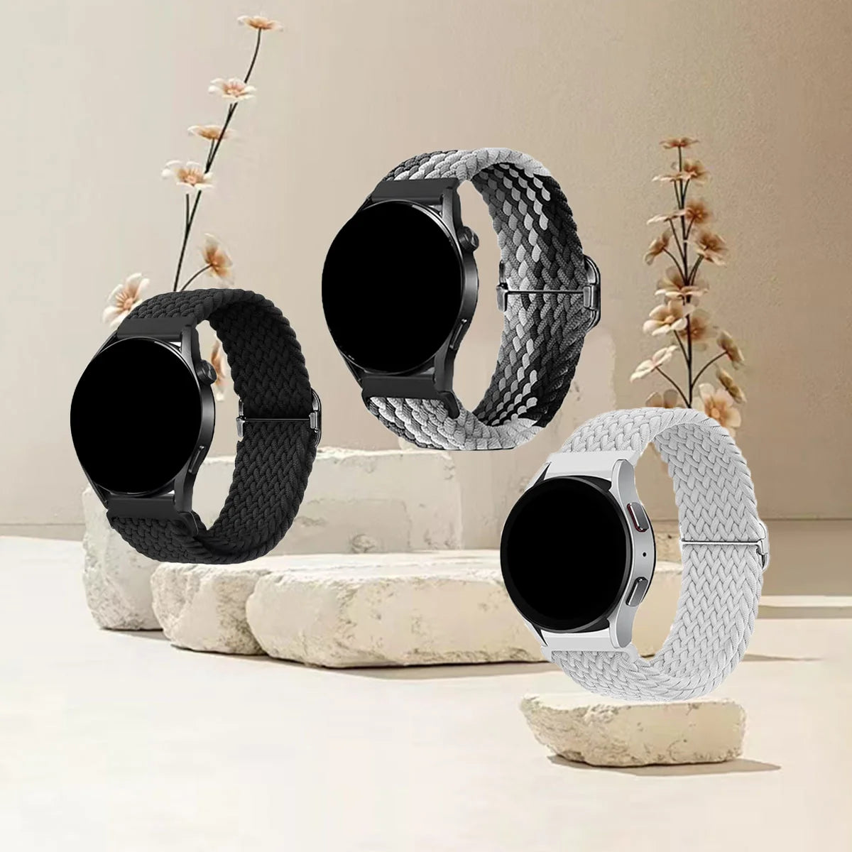 3pcs 18/20/22mm Braided Loop for Galaxy Watch 7 6 5 4 3 Band For Huawei Watch GT5 GT4/Garmin Vivoactive 5/Amazfit Bip6