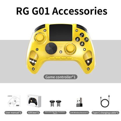 Anbernic RG G01 Interactive Screen Wireless Gaming Controller Compatible with PC/Steam/Linux/Android/Switch/IOS 2.4G Wireless Bluetooth Controller Gamepad Hall Effect Triggers