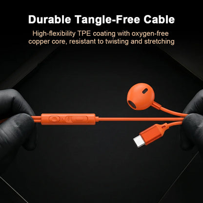 For iPhone 17 Pro USB Type C Headphones HiFi Surround Sound Earphones in Ear 3.5mm Wired Earbuds For iPhone 16 15 Pro Max Air