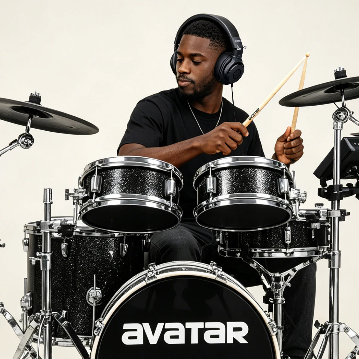 DMH10 Over-Ear Studio Monitor Headphones, Electric Drum Stereo Headphone for Drummers, with Deep Bass, Noise Isolation, 3m Cable