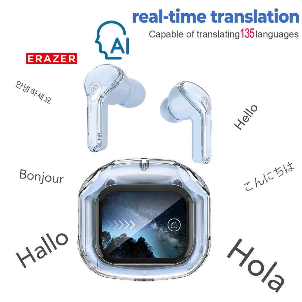 Low Latency Earphones ERAZER XP16 Wireless Earbuds AI Translation High-definition LCD Display For Music Sports Gaming Office