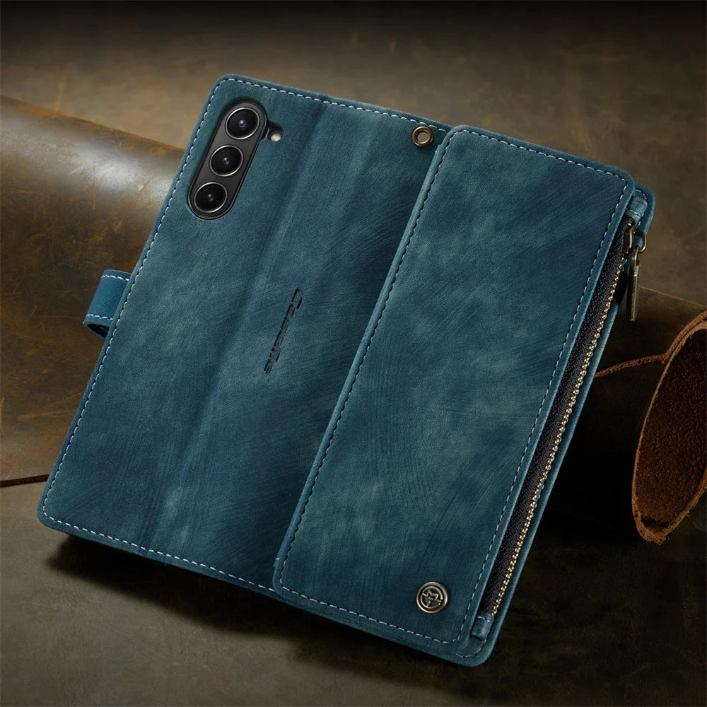 Leather Case for Samsung Galaxy Z Fold 8 7 6 Fold 5 4 3 Flip Purse Book Coque Retro Wallet Vintage Card Slots S-pen Holder