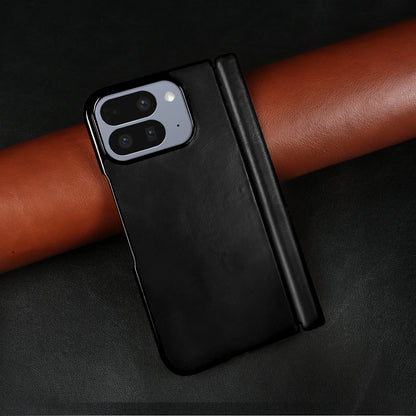 Luxury Genuine Leather Case for Google Pixel 11 Pro Fold 10Pro Fold Oil Wax Central Axis Pattern Phone Back Cases Without Front
