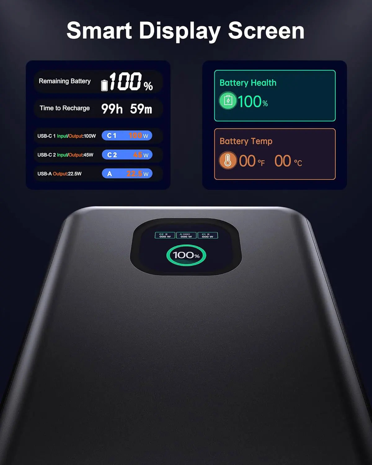 JINVAL Power Bank 25000mAh 100W 3-Port Portable Charger, PD 3.1 Fast Charging Phone Battery Pack for iPhone 17/16, MacBook, iPad