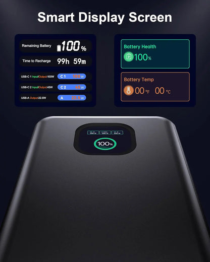 JINVAL Power Bank 25000mAh 100W 3-Port Portable Charger, PD 3.1 Fast Charging Phone Battery Pack for iPhone 17/16, MacBook, iPad