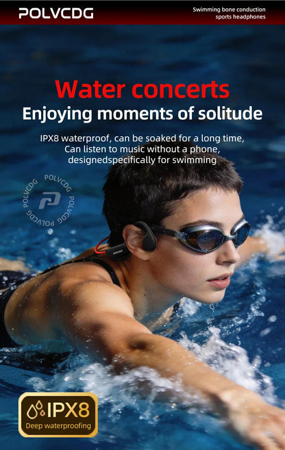 POLVCDG Bone Conduction Headset X7 IPX8 32GB Memory 5.3 Bluetooth Wireless Headset with Microphone Waterproof Swimming 2023new