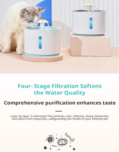 New 3.2L Stainless Steel Cat Water Fountain, USB Auto Smart Pet Drinking Fountain with Visual Water Window, Silent Pump for Cats