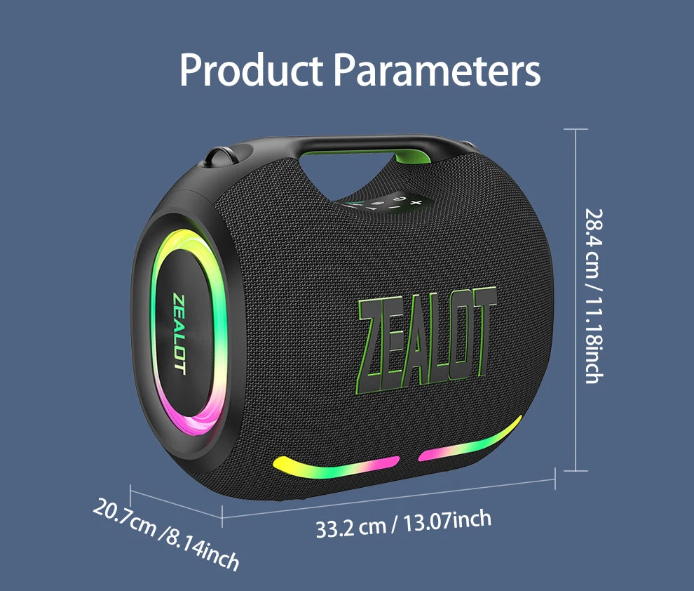 ZEALOT-ZE01 Wireless Bluetooth Speaker 120W TWS Subwoofer Bluetooth Speaker High Volume Waterproof Portable Power Bank HIFI Sound Quality Good-Looking Blue Speaker Long Battery Life
