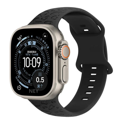Engraved Strap For Apple Watch Band ultra 49mm 41mm-44-42mm 46mm Sport Silicone Leopard bracelet iWatch Series 11 10 9 8 7 se 6