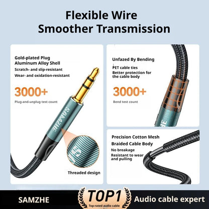 SAMZHE Jack Aux Cable 3.5mm Audio Cord Aux Jack 3.5 Male to Male Cable Jack 3.5 Audio Cord for Phone Car Headphones Speaker MP3