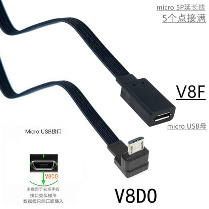5CM 10CM 20CM MicroUSB panel mounting connector female Micro USB 5-pin.extension cable 30cm 50cm, with screw holes
