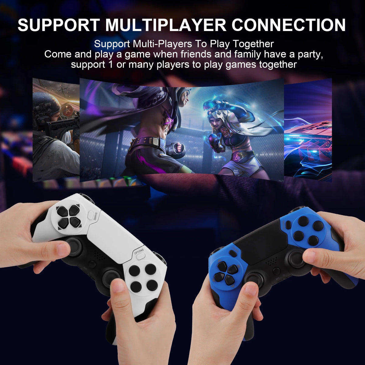 GAMINJA Wireless Controller Dual Vibration Game Joystick Gamepd For PS4 PS3 Console PC Gamepad with 6-axis Gyros