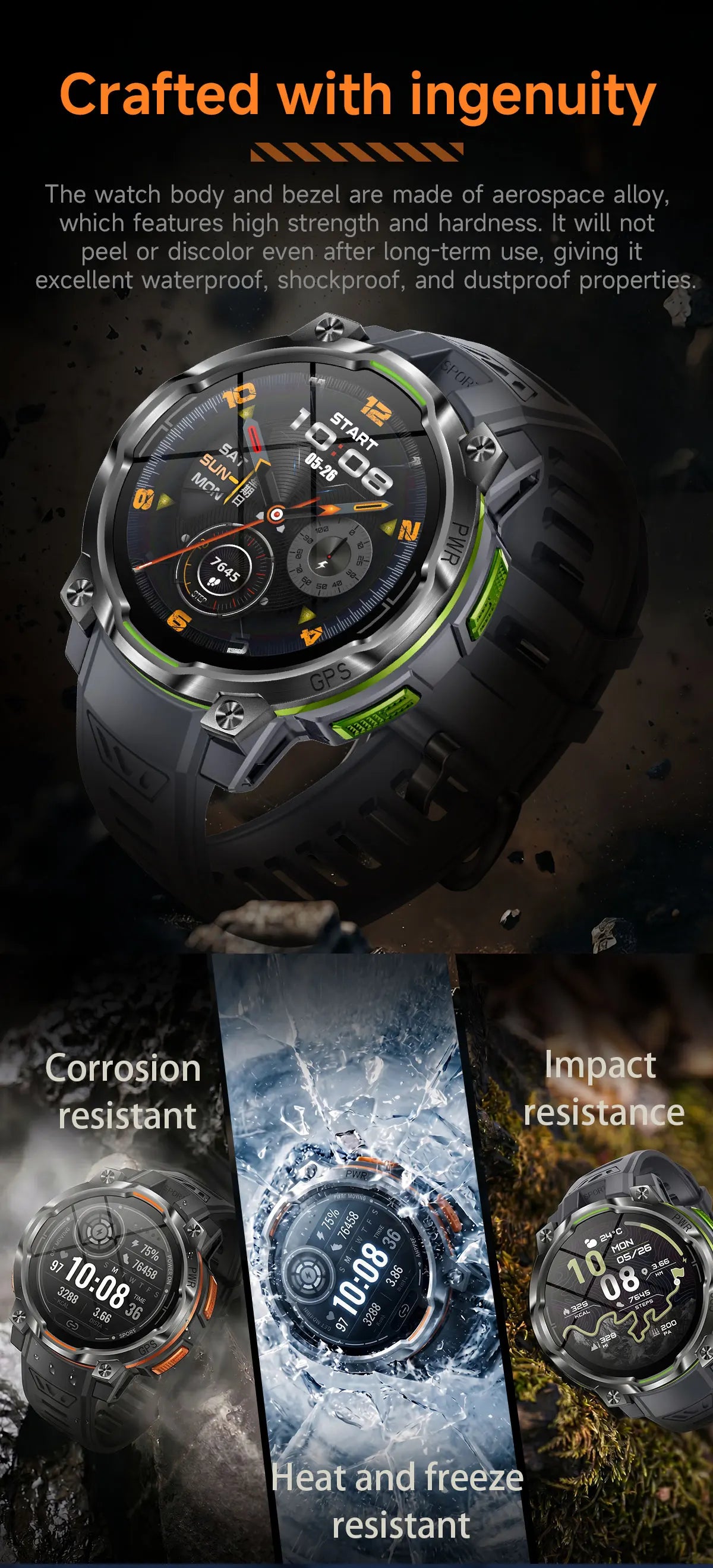 New Technology 2026 Offline Map GPS Smart Watch Men 1200mAh Battery Waterproof Compass Altimeter 100+Sports Military Smart Watch
