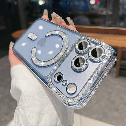 Luxury Soft Magnetic Wireless Charging for Magsafe Case For iPhone 18 17 16 15 14 13 12 Pro Max 16 Plus 18 Bling Diamond Cover