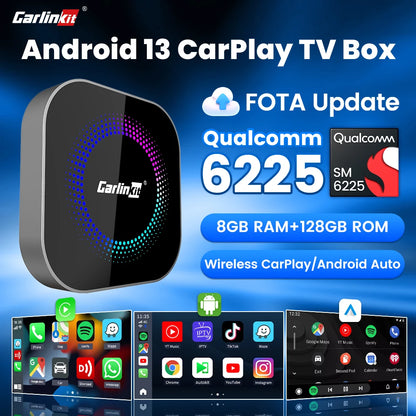 CarlinKit TV Box S2F Android 13 CarPlay Ai Box SM6225 8 Cores Wireless CarPlay Android Auto Video Streaming Box 4G LTE &WiFi GPS