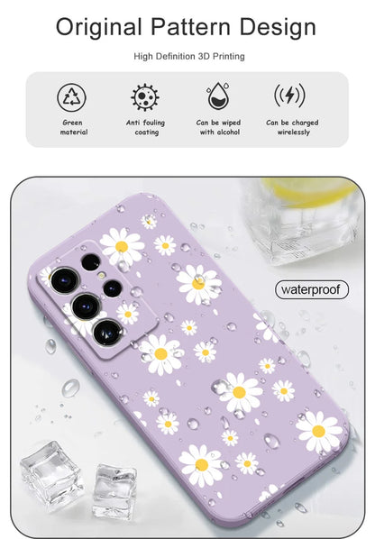 Daisy Petals Phone Case For Samsung Galaxy S25 S24 S23 S22 S21 S20 S10 S10E Ultra Plus FE Note 20 Ultra Plus Cover