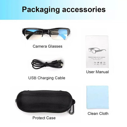 KEBIDUMEI Smart Camera Glasses 1080P HD Portable Wearable Audio&Video Recorder Eyeglass Support TF Card for Meeting Cycling Vlog