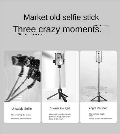 Roreta New 1.7M 360° Rotation Tripod for Smartphone Camera, Phone Holder with Bluetooth Shutter, Wireless Selfie Stick Brackets