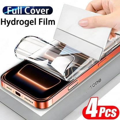 4pcs HD Full Cover Hydrogel Film For iPhone 11 12 13 14 15 16 17 Pro Max 14 15 16 Plus 17 Air Screen Protecton Protection
