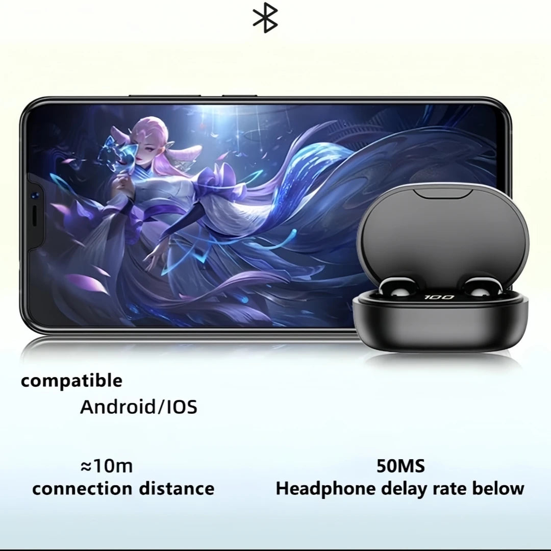E7S, TWS True Wireless Earphones with Digital Display Screen, Bluetooth 5.4 Suitable for Outdoor Activities Such as Running