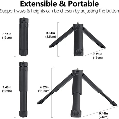 Extendable Mini Tripods  Stand Portable Tripod for DJI Pocket 3/4 GoPro Insta360 Phone 1/4” Mount Desktop Tripod for Vlog Live