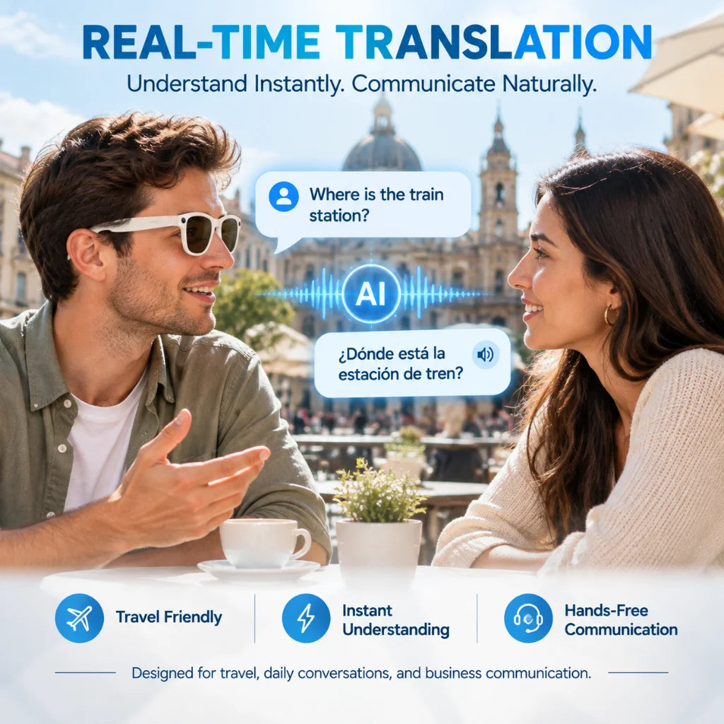 2026 New AI Smart Glasses Camera 800W Lens 30MP Photo 1200P Video Recording Bluetooth 5.3 WiFi Translation Sunglasses Men Women