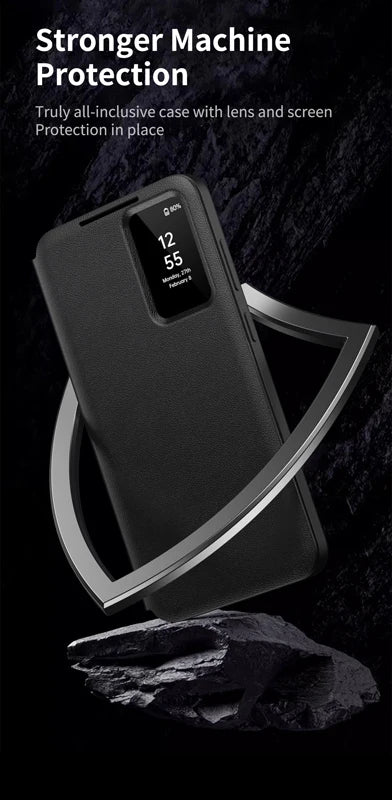 Premium Leather S-view LED Dispaly Window Leather Case For Samsung S26 Ultra S25 Edge S24 S23 S22 FE Plus A57/37 Card-slot Cover
