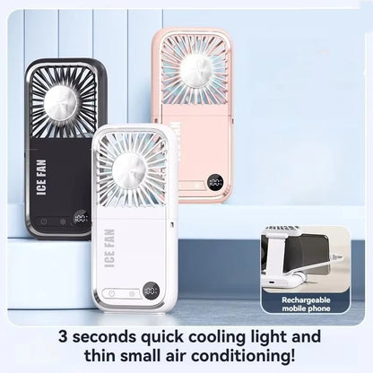 Summer Portable Ultra-thin Neck Small Fan F30 USB Charging Semiconductor Refrigeration Infinity Handheld Icing Fan