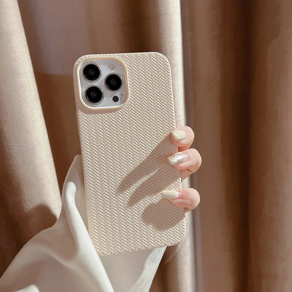 Colored Autumn and Winter Solid Weave Pattern Phone Case For Iphone 14 13 12 11 Pro Max X XR XSMAX 7 8 Plus Fashion New Products