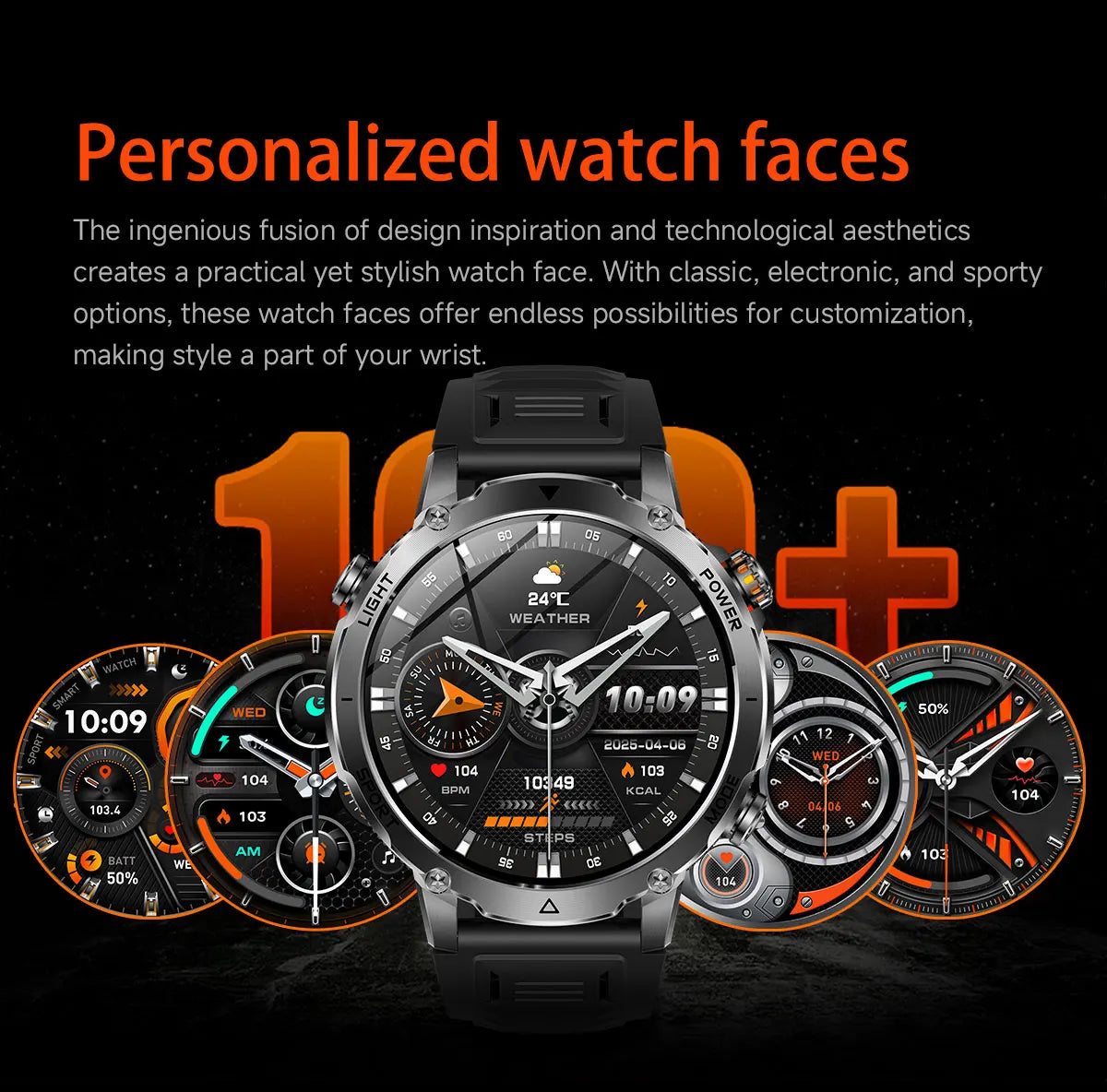 New 1400mAh Big Battery Smart Watch Men Outdoor GPS Flashlight IP68 Waterproof Bluetooth Call AMOLED Military Sports Smartwatch