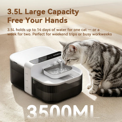 ROJECO Wireless Cat Water Fountain Smart Pet Water Dispenser for Cat 2000mAh Automatic Sewage Separation Cat Drinking Fountain