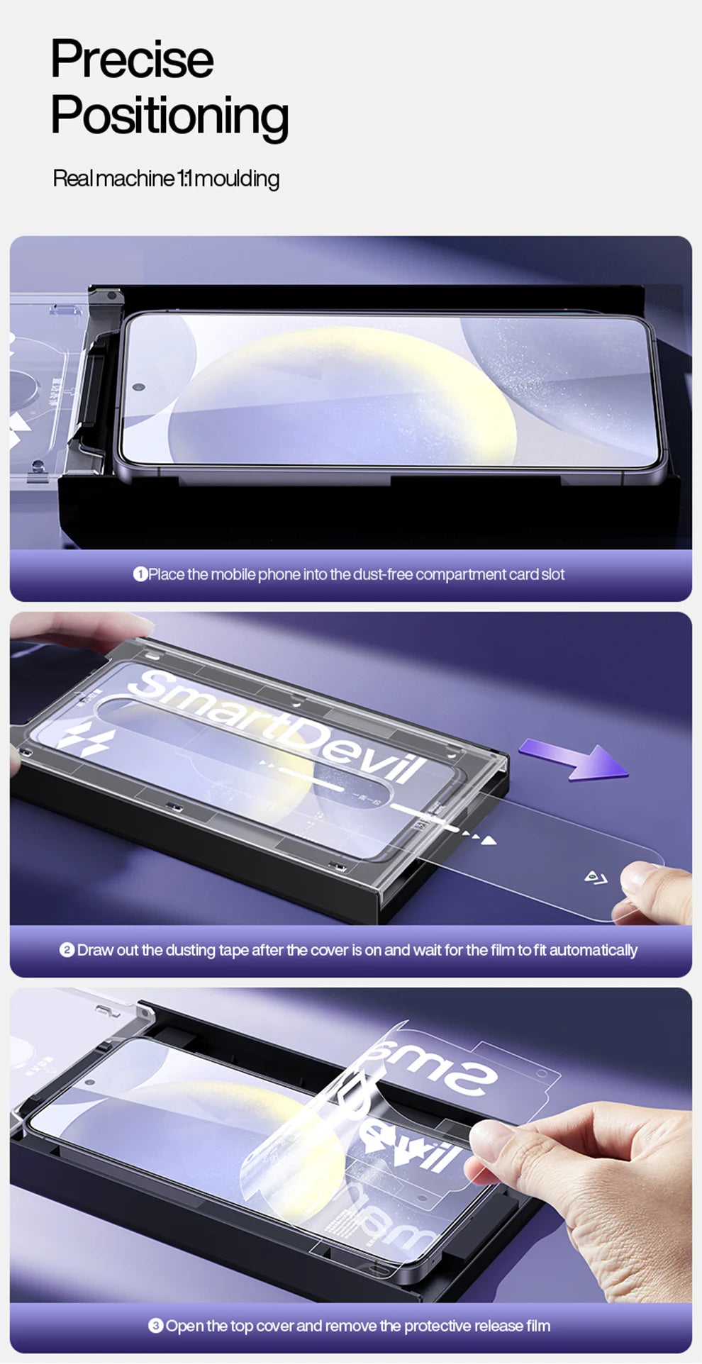 SmartDevil Dust-free Tempered Glass Film for Samsung S26 Ultra HD Clear Screen Protector for Samsung S25 S24 Anti-fingerprint