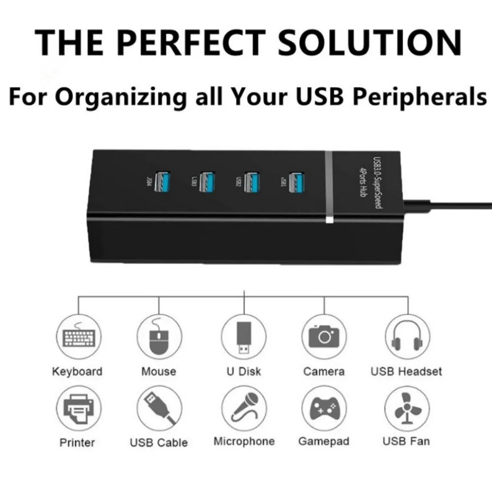 USB HUB 3.0 High Speed 4 Port Multi USB Splitter OTG Adapter For Xiaomi Lenovo Macbook Pro 13 15 Air Pro PC Computer Accessories