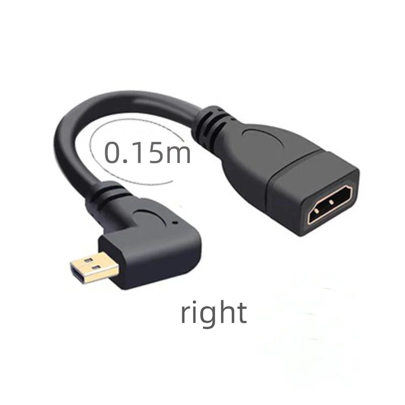 15cm up down Right Left Angled HDMI-Compatible Cable Micro HD Male to HD Female Adapter Connector for HDTV