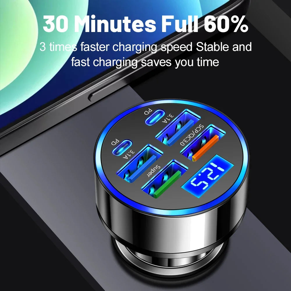 350W USB Car Charger PD QC3.0 Quick Charge Type C Adapter for iPhone Samsung Huawei Xiaomi Car Phone Charger USB C Charger