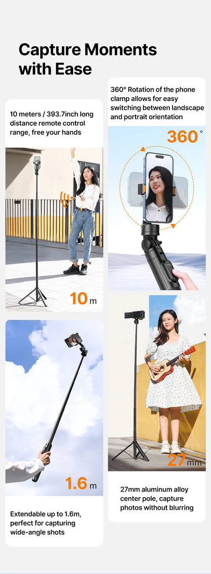 Ulanzi SK-05 Metal Smartphone Tripod Bluetooth Selfie Stick Desktop Tripod Travel Vlog Live Streaming for iPhone Android