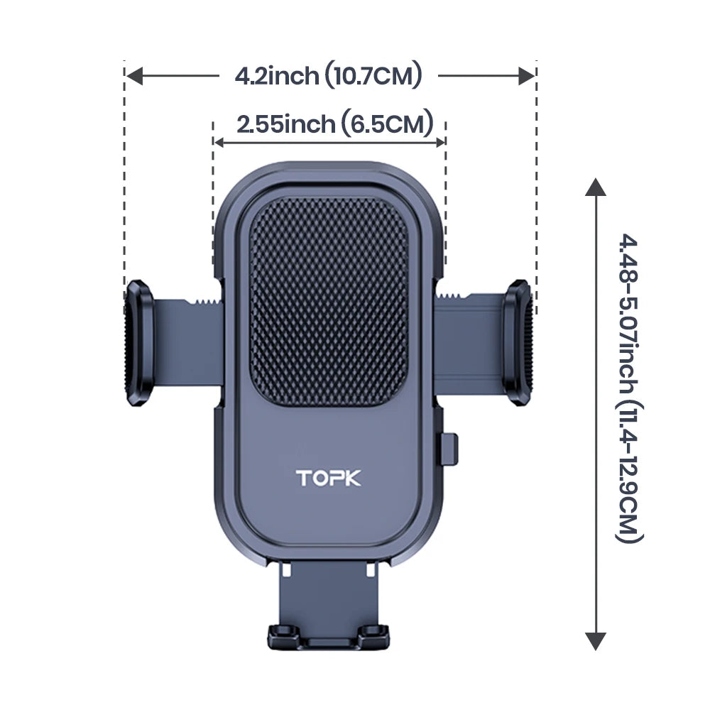 TOPK Adjustable Dashboard Car Phone Holder 360° Rotation Horizontal Vertical Mount Stand for iPhone 15 14 Samsung Auto Bracket