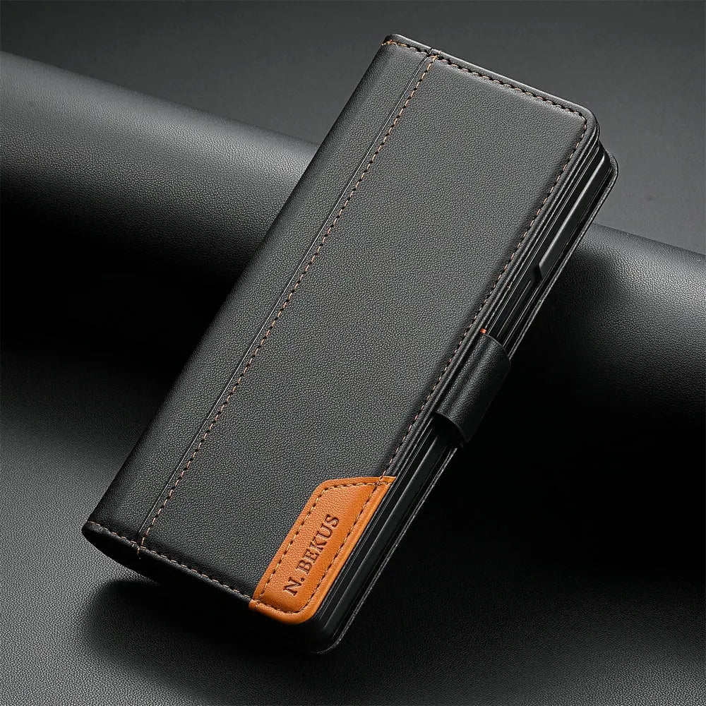 Luxury Leather Wallet Cover for Samsung Galaxy Z Fold 7 5G 2025 Flip Case Magnetic Book Business ZFold 3 4 5 6 Fold7 RFID Cover