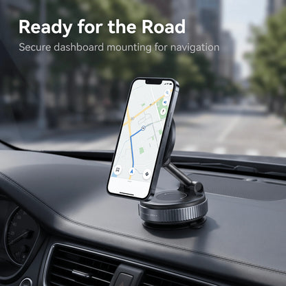 Vacuum Suction MagSafe Magnetic Phone Holder, 360° Rotatable Foldable Car Mount for Dashboard Glass Desk Multi-scene Use