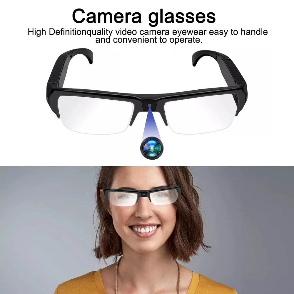 KEBIDUMEI Smart Camera Glasses 1080P HD Portable Wearable Audio&Video Recorder Eyeglass Support TF Card for Meeting Cycling Vlog