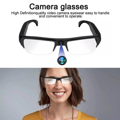 KEBIDUMEI Smart Camera Glasses 1080P HD Portable Wearable Audio&Video Recorder Eyeglass Support TF Card for Meeting Cycling Vlog