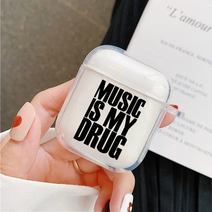 Trendy Love Music English Earphone Case for Airpods 4th 3rd 2 Pro 3 Transparent Cover for Airpod 3 1 Protective Accessorie Shell