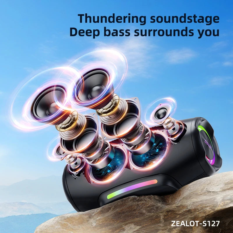 ZEALOT S127100W Powerful subwoofer Portable wireless speaker,24000mAh Battery,RGB Light,Great for Gift-Giving Birthday/Christmas