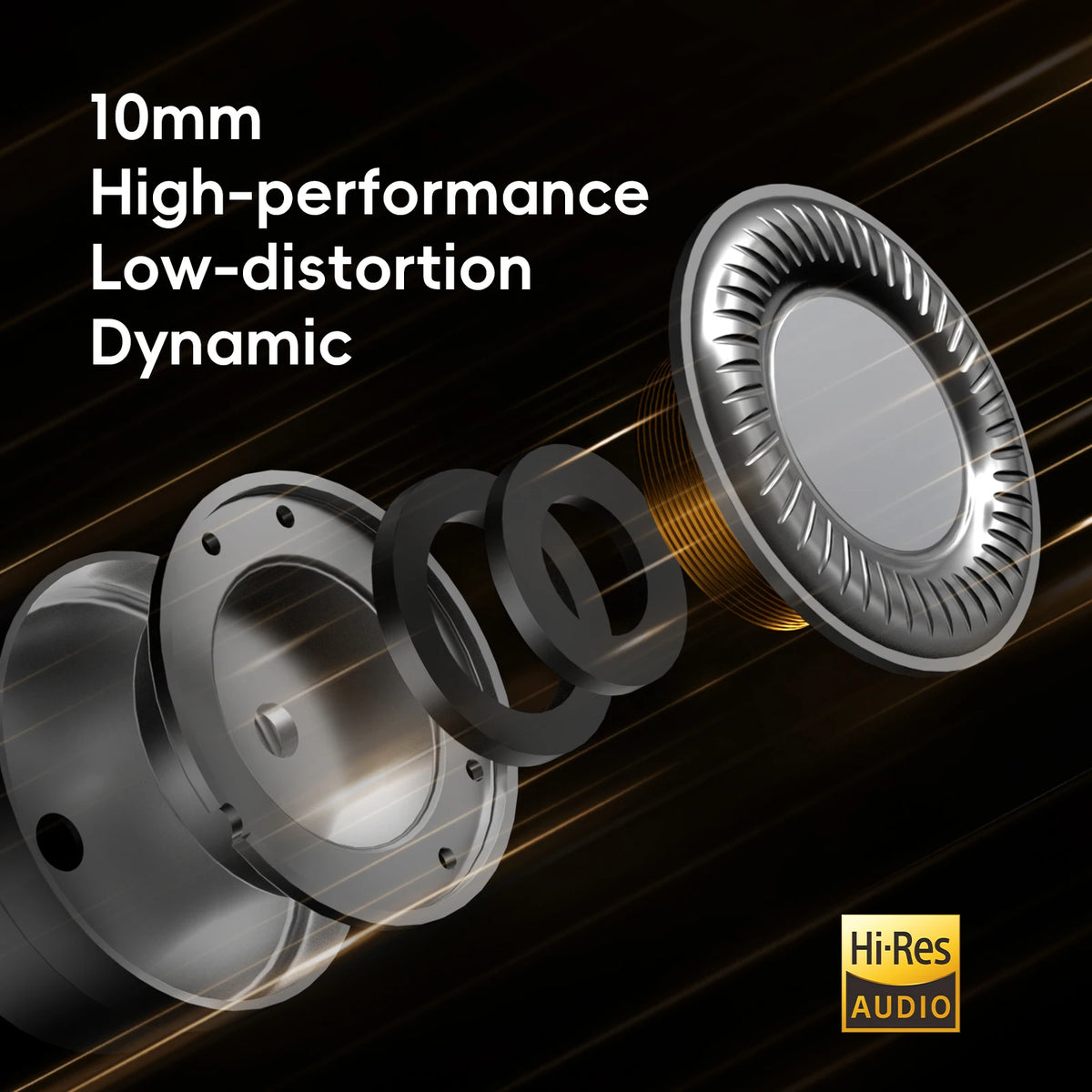 HiBy Yacht10 Dynamic Mg & Al Alloy Dome Polymer Diaphragm Dual Magnetic Core 1.2T Magnetic Force Coaxial Cable IEM Earphones