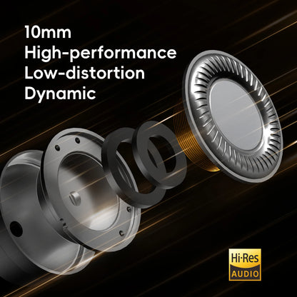 HiBy Yacht10 Dynamic Mg & Al Alloy Dome Polymer Diaphragm Dual Magnetic Core 1.2T Magnetic Force Coaxial Cable IEM Earphones