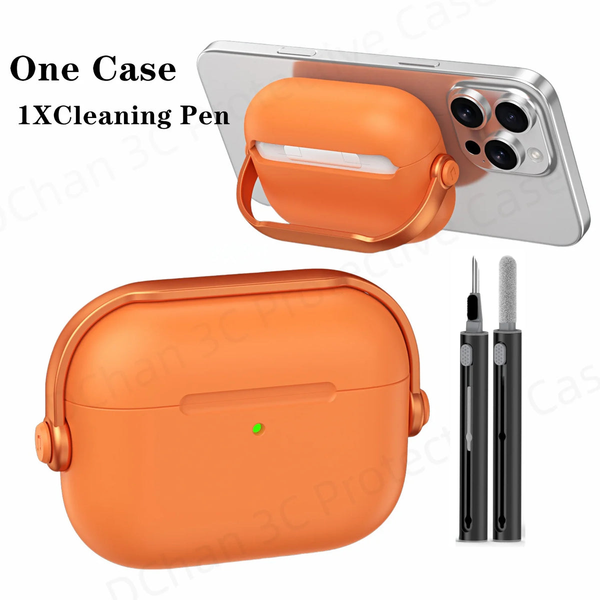 For AirPod Pro3 Case With Lock Shockproof Protective Cover with Cleaner Kit For Airpod 4 Case For AirPods Pro 3 Phone Stand Case