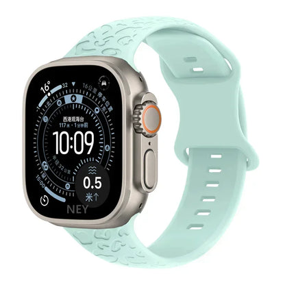 Engraved Strap For Apple Watch Band ultra 49mm 41mm-44-42mm 46mm Sport Silicone Leopard bracelet iWatch Series 11 10 9 8 7 se 6