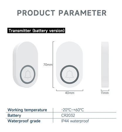Hococa US/EU/UK Plug Outdoor Wireless Doorbell 60 Songs Melodies Waterproof Welcome Door Bell 200m Remote Call Bell With Battery
