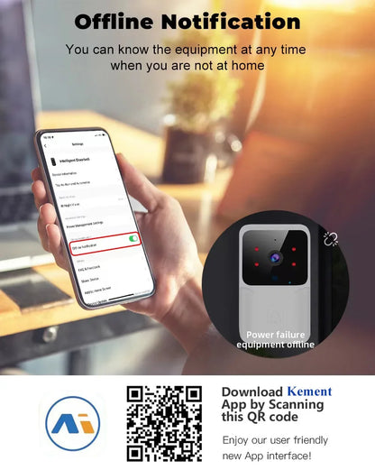 WiFi Video Doorbell Wireless Phone Two-way Intercom System IR Night Vision Doorbell Smart Home Security Door Bell Camera Monitor