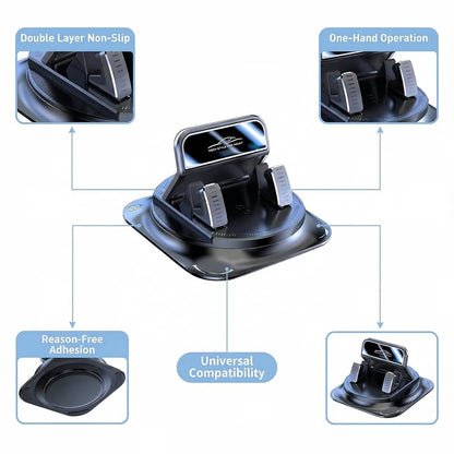 One-Hand Operated Dash Phone Clip, Shockproof 360° Rotatable Holder for Car, Perfect Angle Adjustable for Landscape & Portrait
